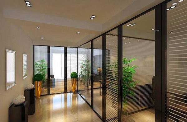 定制办公家具屏风台子玻璃隔断江浙沪免费量测铝合金带百叶磨砂钢化玻璃